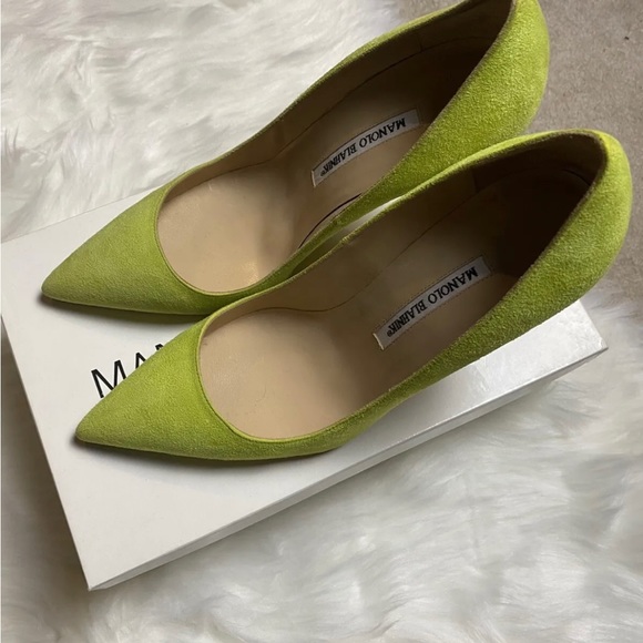 Manolo Blahnik BB 105 green suede heels pumps 38 - Picture 2 of 6